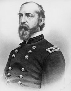 ジョージ・ゴードン・ミード（1815-1872）は、南北戦争においてゲティスバーグで南軍を撃退し、重要な役割を果たした陸軍大将であり、土木技師です。 作： J.B. and Brown J. Rowbotham