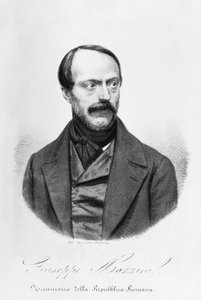 イタリアの愛国者、政治家、哲学者、ジャーナリスト、ジュゼッペ・マッツィーニ（1805-1872）の肖像、エングレービング