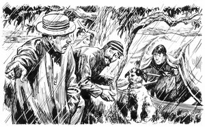 ジェローム・K・ジェローム作『Three Men In A Boat』の挿絵（ペンとインク）