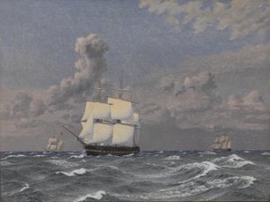 フリゲート艦とその他の船のクルージング 作： Christoffer Wilhelm Eckersberg