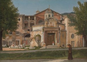 ローマのサクラ街道の一部 聖コスマス教会とダミアン教会。 1814-15。 作： Christoffer Wilhelm Eckersberg