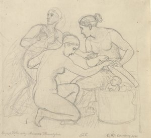 ケクロプスの娘たちがミネルバの秘密を明かす 作： Christoffer Wilhelm Eckersberg