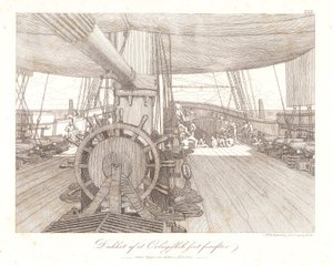 前面から見た軍艦に覆われています。 作： Christoffer Wilhelm Eckersberg