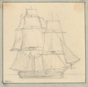 メイントップに前帆を備えたブリッグ。 作： Christoffer Wilhelm Eckersberg