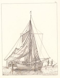穏やかな天候で帆を乾かすデンマークのヨット 作： Christoffer Wilhelm Eckersberg