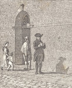 教会の扉の前で 作： Christoffer Wilhelm Eckersberg