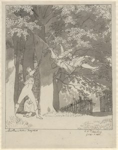 スイング。 Skjoldnæsholmの森から 作： Christoffer Wilhelm Eckersberg