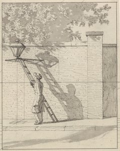 絵画に適用される線形遠近法 - プレート VI. 庭の壁の街路灯、日光