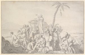 モーセは水を分け、ファラオの軍隊は飲み込まれる 作： Christoffer Wilhelm Eckersberg