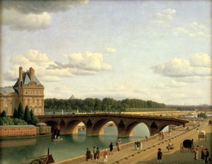 「パリ、ポン・ロワイヤル、ヴォルテール河岸の眺め」、1812年。 作： Christoffer Wilhelm Eckersberg
