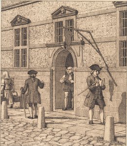 証券取引所のポータルの周りにたくさん。 「直線遠近法」のイラスト、プレート VI 作： Christoffer Wilhelm Eckersberg