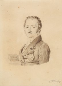 ノルウェーの物理学者クリストファー・ハンスティーンの肖像。 バスト画像 en face t.v. 作： Christoffer Wilhelm Eckersberg