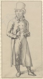 左腕の下に杖を持って立っている男性の肖像画 作： Christoffer Wilhelm Eckersberg