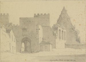 ローマ市側から見たポルタ サン パオロとピラミデ ディ カイオ チェスティオの展望。 作： Christoffer Wilhelm Eckersberg