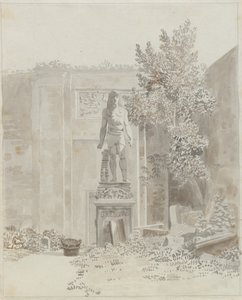 おそらくバルベリーニ宮殿の庭にある、エジプト風の古代ローマの像 作： Christoffer Wilhelm Eckersberg