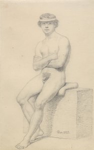 着席男性モデル。 作： Christoffer Wilhelm Eckersberg