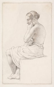 座っているセミヌードの女性の研究 作： Christoffer Wilhelm Eckersberg