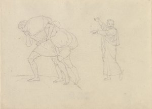 重荷を背負って山を登る二人の男の習作 作： Christoffer Wilhelm Eckersberg