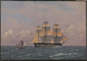 84 門のデンマーク軍艦「Dronning Marie」のサウンド 作： Christoffer Wilhelm Eckersberg