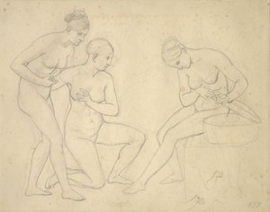 セクロプの娘たちのイメージの下書き。 作： Christoffer Wilhelm Eckersberg