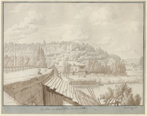 バック グラウンドでサン クルーの公園と古いセーヌ橋のセーヴルからの眺め 作： Christoffer Wilhelm Eckersberg