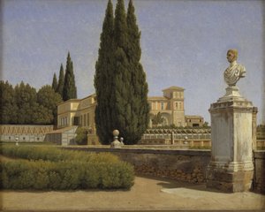 ヴィラ アルバーニの庭園の眺め。 ローマ 作： Christoffer Wilhelm Eckersberg