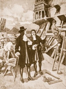 デプトフォードの造船所にあるピョートル大帝 (litho) 作： C. Dudley Tennant