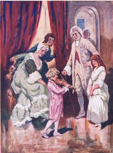 Voittaa kuninkaallisen yleisönsä sydämet: Mozartin ensimmäinen esiintyminen Itävallan hovissa (värilitho) 作： C. Dudley Tennant