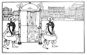 黄色い本」第4巻に収録されているジュヴナールの挿絵「路上のセダン椅子 作： C. Hentschell
