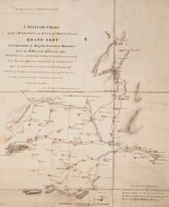 1790年5月26日から12月14日まで、メドウズ少将が指揮した大軍の行進と野営の軍図。 作： C. Mackenzie