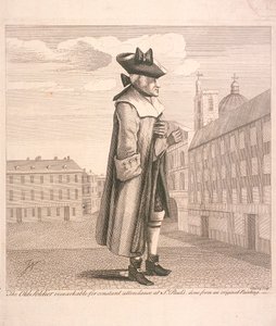 「セント・ポール大聖堂に常習している点で注目に値する年老いた兵士」、c1760 作： C Mosely