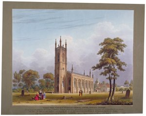 聖ニコラス教会の南西の眺め、トゥーティング、ロンドン、1832年。 作： C Rosenberg