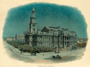 タウンホール、シドニー、ニューサウスウェールズ州、オーストラリア、1896年。 作： C. Wilkinson