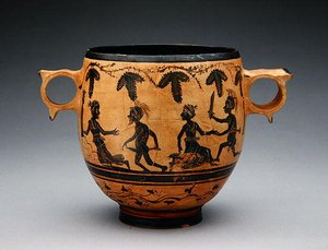 パロディシーンのあるスカイフォス、紀元前430～410年頃（陶磁器）（307555も参照）