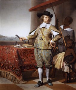 オランダ：ヴォレブラント・ゲーレインセン・デ・ヨング（1594-1674）の肖像 ヴォレブラント・ゲーレインセン・デ・ヨング（1594-1674）の肖像、使用人と子供とともに 作： シーザーファンエバーディンゲン