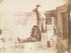 桟橋で休む 2 人の若者、1840 年代後半。 作： カルバート・ジョーンズ