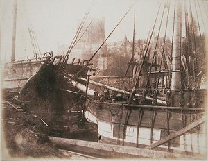 港の帆船、1845年頃（カロタイプのネガからの塩紙プリント）