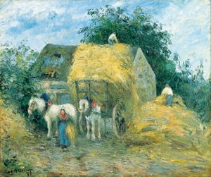 干し草カート、モンフーコー 作： Camille Jacob Pissarro