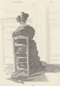 後ろから見た椅子に座っている女性 作： Camille Chenou Levesque