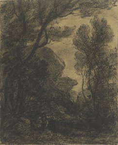 夜の森の景色 作： Camille Corot