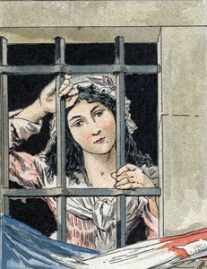 刑務所でジャン・ポール（ジャン・ポール）・マラーを殺害したシャルロット・コルデー（1768-1793）。 作： Camille Gilbert