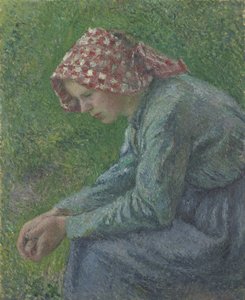 座っている農民の女、1885 作： Camille Jacob Pissarro