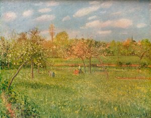 エラニーでのリンゴの木、朝の日差し、c1896 作： Camille Jacob Pissarro