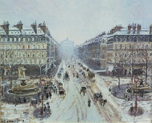 オペラ大通り-雪の影響、1898 作： Camille Jacob Pissarro