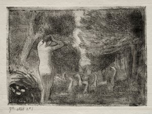 バザーとガチョウ、1895年。 作： Camille Jacob Pissarro
