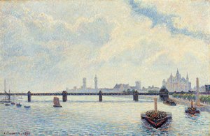 チャリングクロスブリッジ、ロンドン、1890 作： Camille Jacob Pissarro