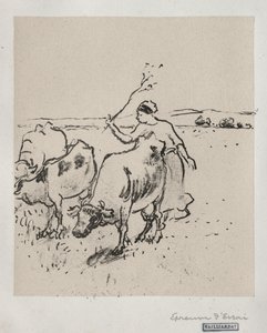 牛飼い、c。 1899年。 作： Camille Jacob Pissarro