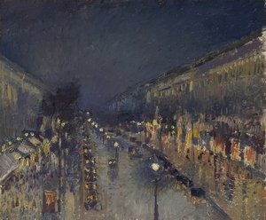夜の大通りモンマルトル。 1897 作： Camille Jacob Pissarro