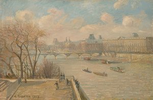 ヌフ橋のルーヴル美術館、1902年 作： Camille Jacob Pissarro