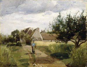 村の入口、1863年頃 作： Camille Jacob Pissarro
